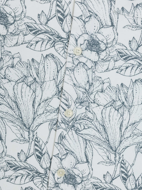 Short Sleeve Grey Ink Floral Printed Shirt