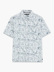 Short Sleeve Grey Ink Floral Printed Shirt
