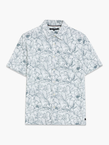 Short Sleeve Grey Ink Floral Printed Shirt