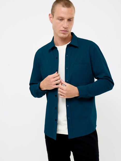 Long Sleeve Soft Jersey Pocket Dark Blue Shirt
