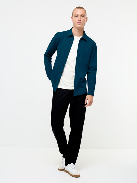 Long Sleeve Soft Jersey Pocket Dark Blue Shirt