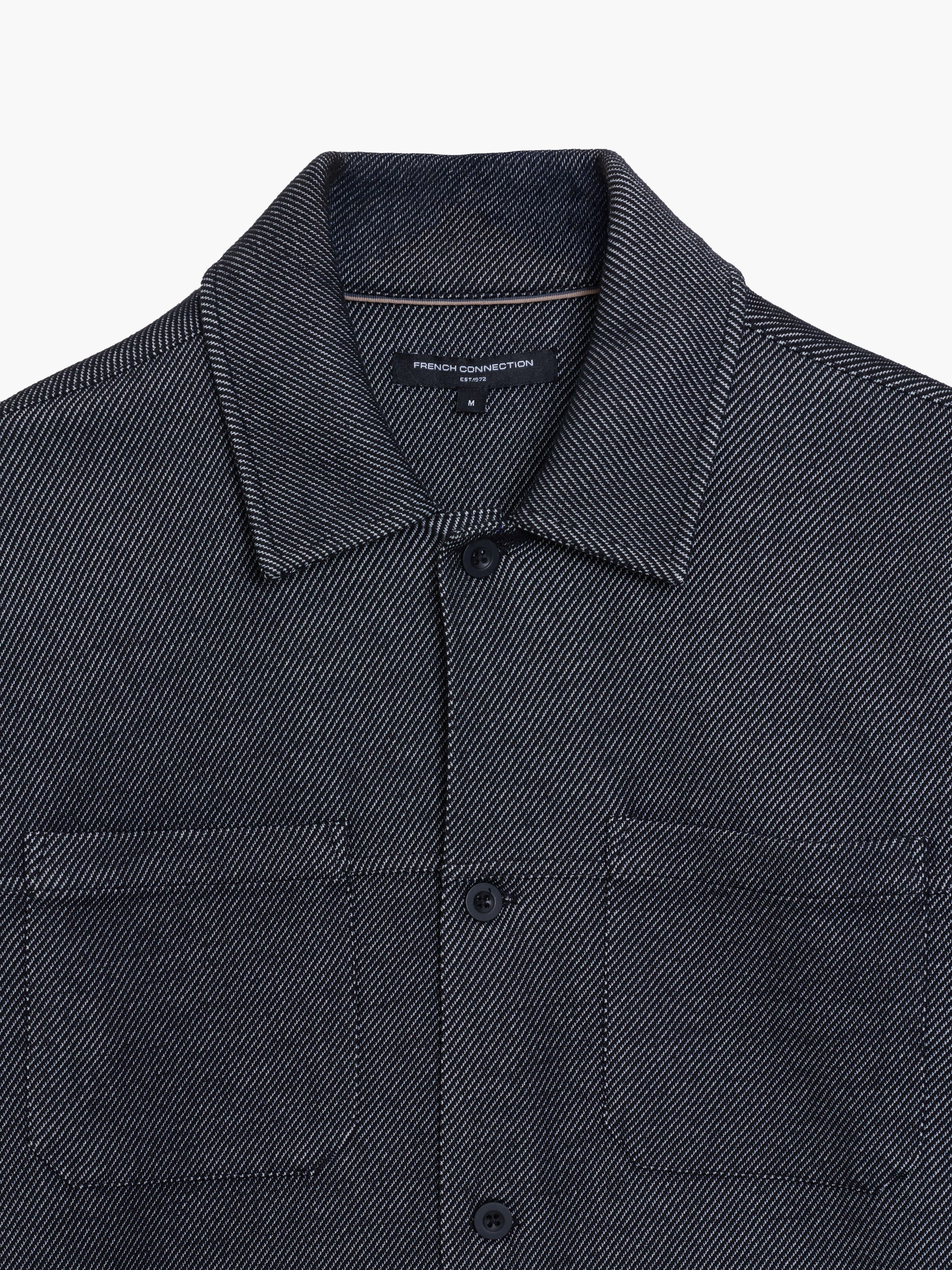 Long Sleeve Diagonal Stripe Jersey Monochrome Overshirt