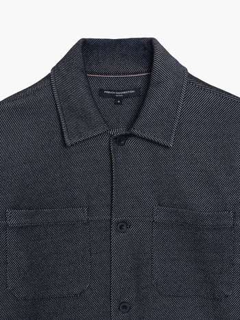 Long Sleeve Diagonal Stripe Jersey Monochrome Overshirt