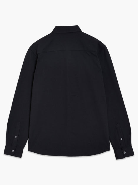 Long Sleeve Soft Textured Pocket Black Shirt
