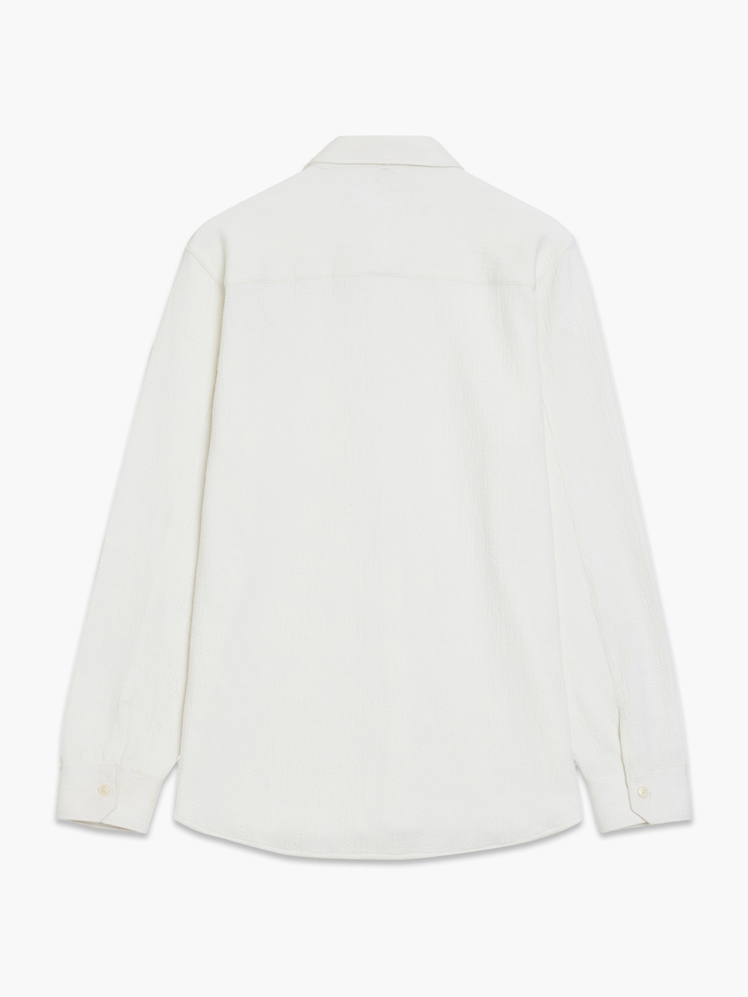 Long Sleeve Soft Jersey Chest Pocket Off-White Shirt