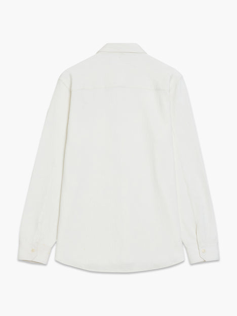 Long Sleeve Soft Jersey Chest Pocket Off-White Shirt