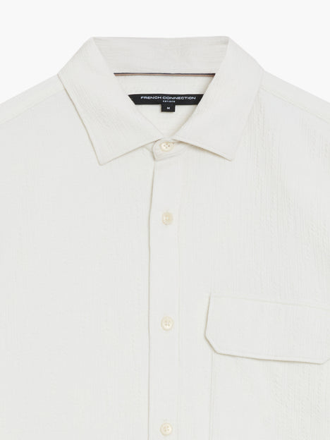 Long Sleeve Soft Jersey Chest Pocket Off-White Shirt