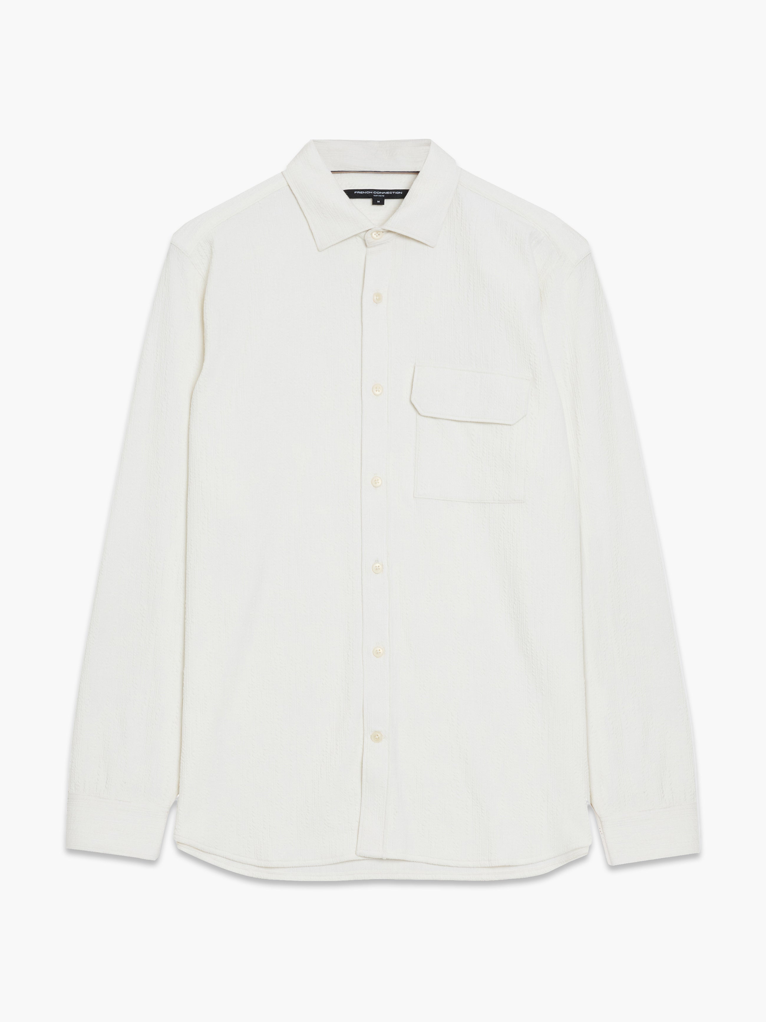 Long Sleeve Soft Jersey Chest Pocket Off-White Shirt
