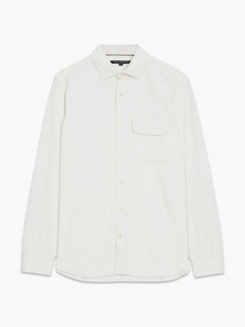 Long Sleeve Soft Jersey Chest Pocket Off-White Shirt