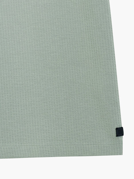 Short Sleeve Micro Seersucker Green Stripe T-Shirt