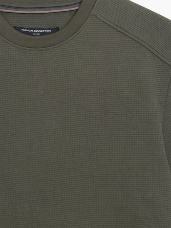 Short Sleeve Khaki Green Waffle Jersey T-Shirt