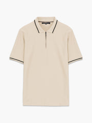 Short Sleeve Phased Twill Zip Knit Polo Shirt