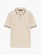 Short Sleeve Phased Twill Zip Knit Polo Shirt