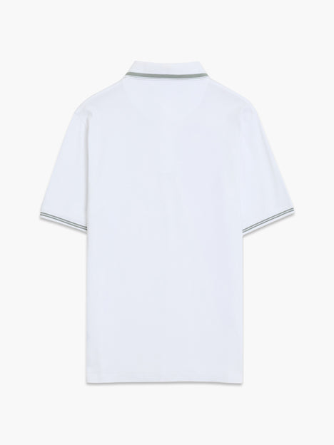Short Sleeve Tipped Collar White Polo Shirt