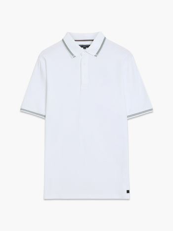 Short Sleeve Tipped Collar White Polo Shirt