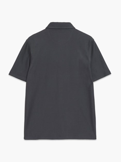 Short Sleeve Button Down Dark Grey Knit Shirt