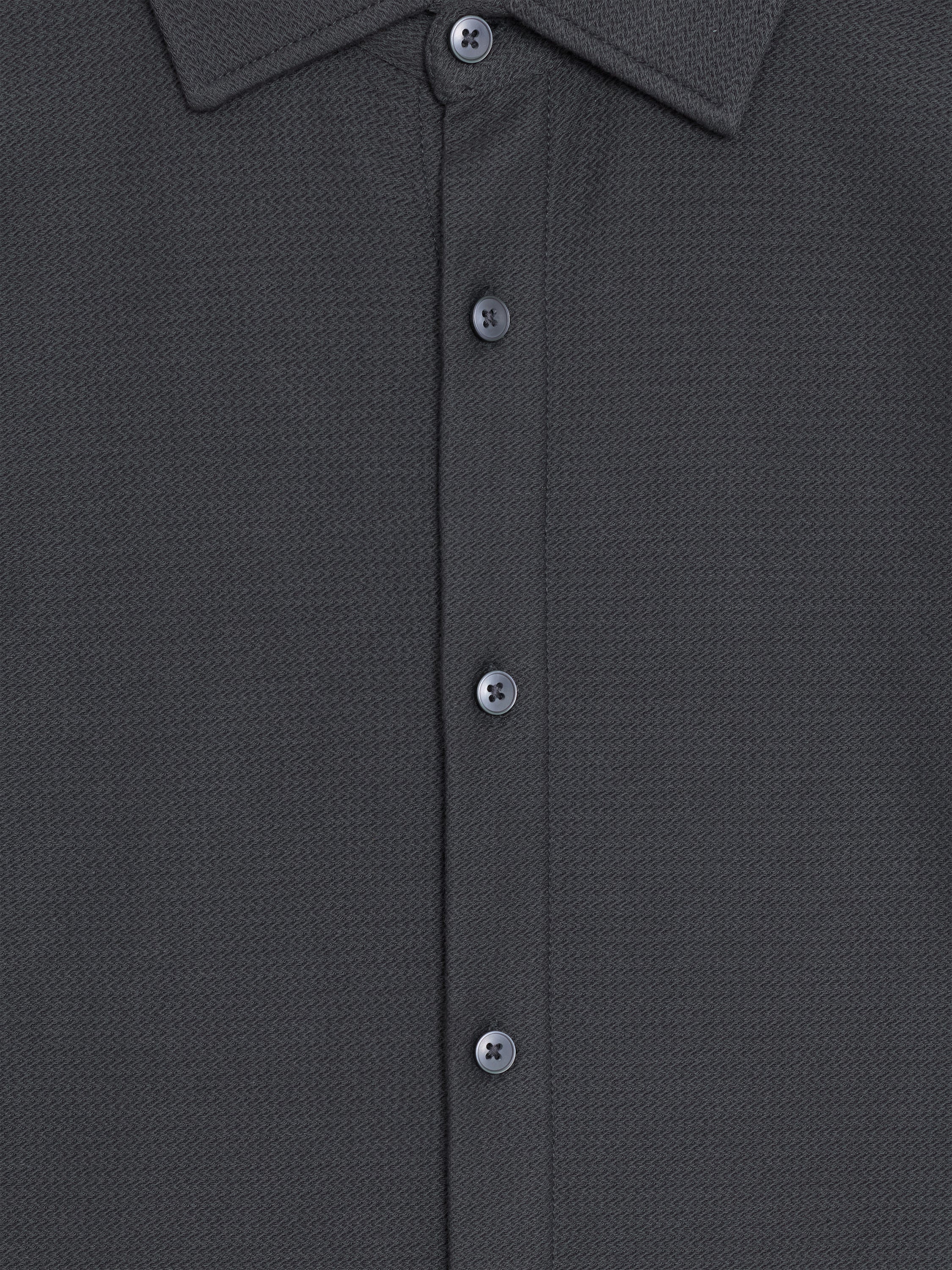 Short Sleeve Button Down Dark Grey Knit Shirt Dark Grey | French