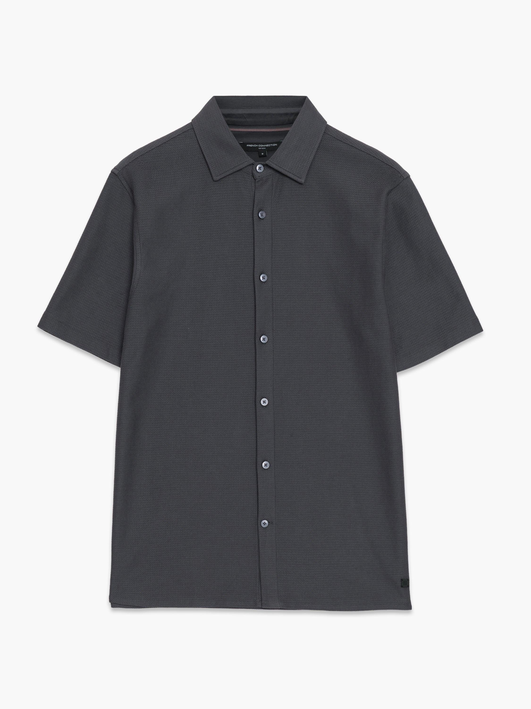 Short Sleeve Button Down Dark Grey Knit Shirt Dark Grey | French