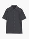 Short Sleeve Button Down Dark Grey Knit Shirt
