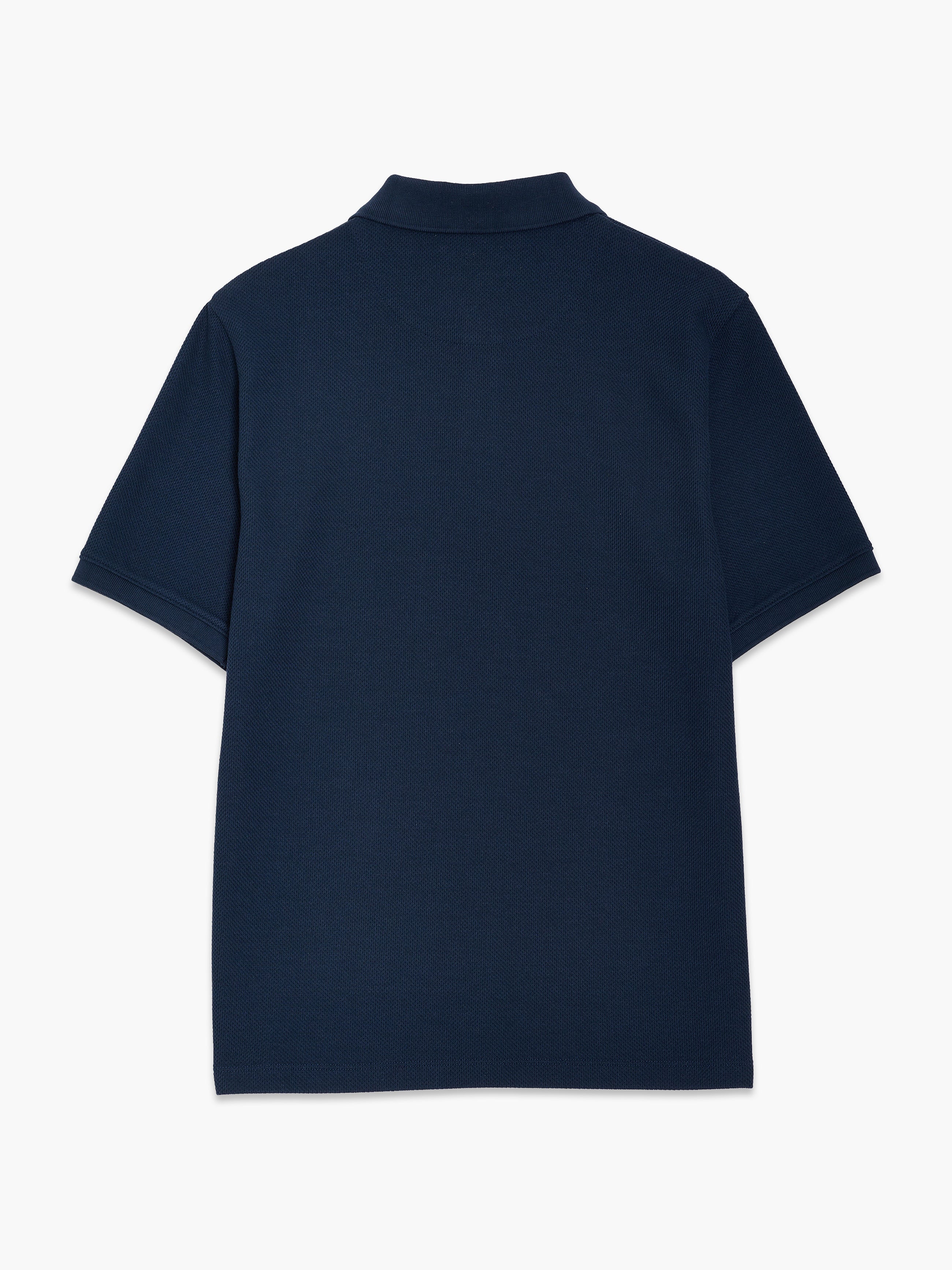 Short Sleeve Navy Concealed Placket Polo Shirt