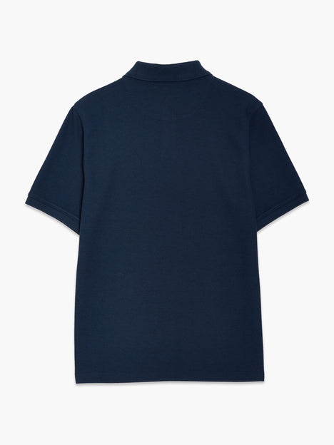 Short Sleeve Navy Concealed Placket Polo Shirt