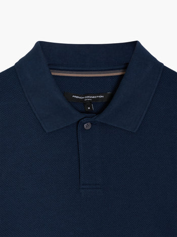 Short Sleeve Navy Concealed Placket Polo Shirt