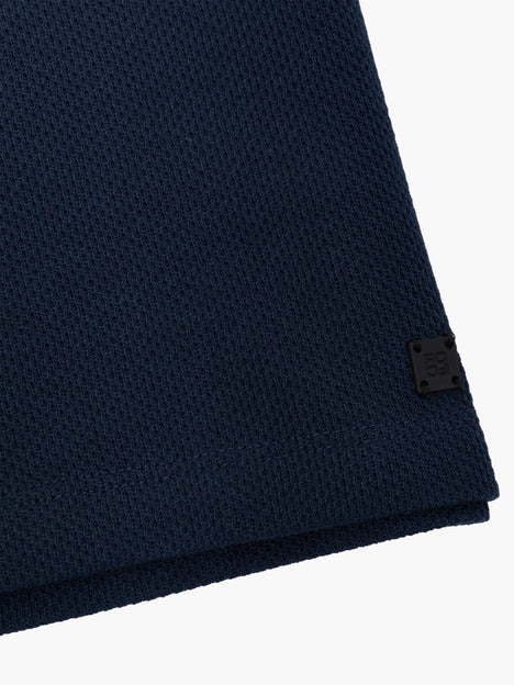 Short Sleeve Navy Concealed Placket Polo Shirt