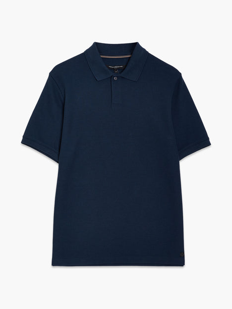 Short Sleeve Navy Concealed Placket Polo Shirt