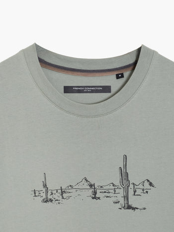 Short Sleeve Desert Graphic Sage Green T-Shirt