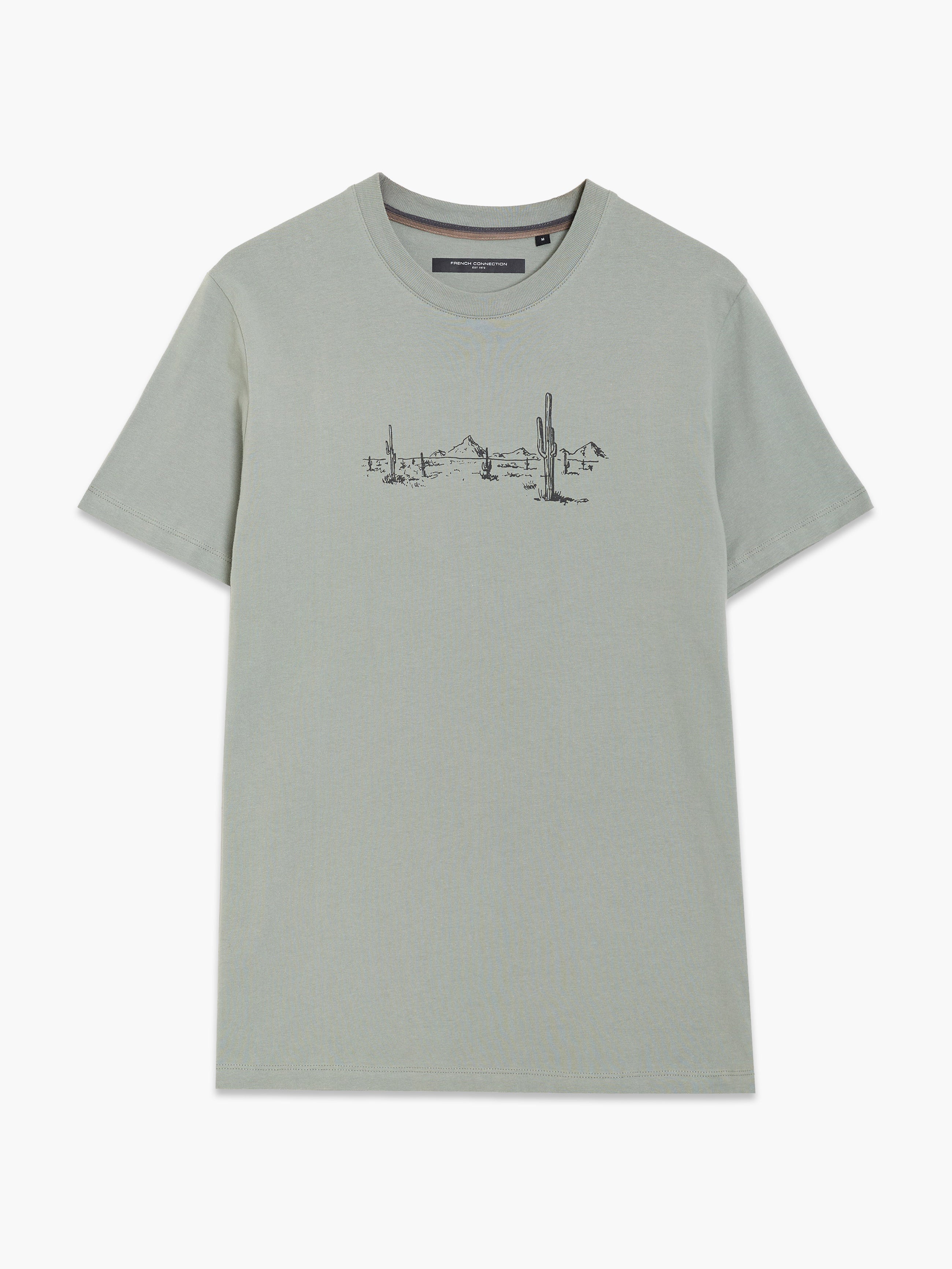 Short Sleeve Desert Graphic Sage Green T-Shirt