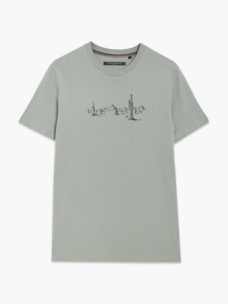 Short Sleeve Desert Graphic Sage Green T-Shirt