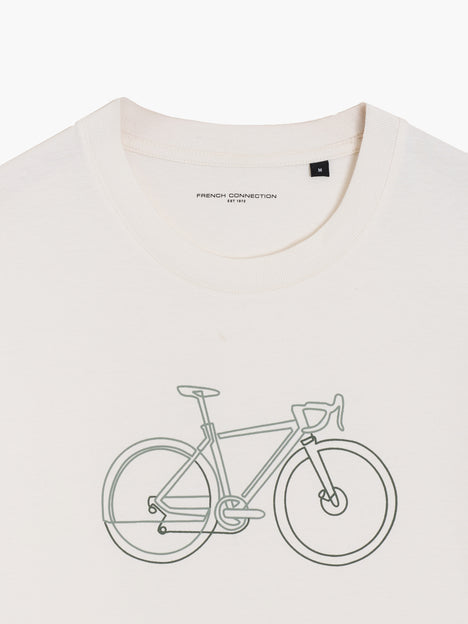 Organic Cotton Bike Graphic White T-Shirt