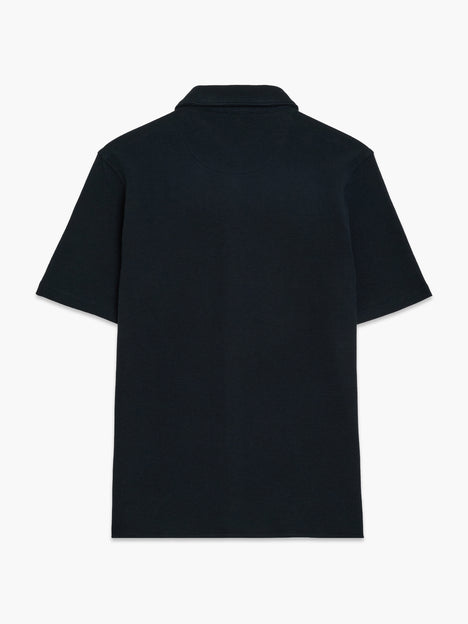 Short Sleeve Textured Button-Through Black Shirt