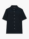Short Sleeve Textured Button-Through Black Shirt
