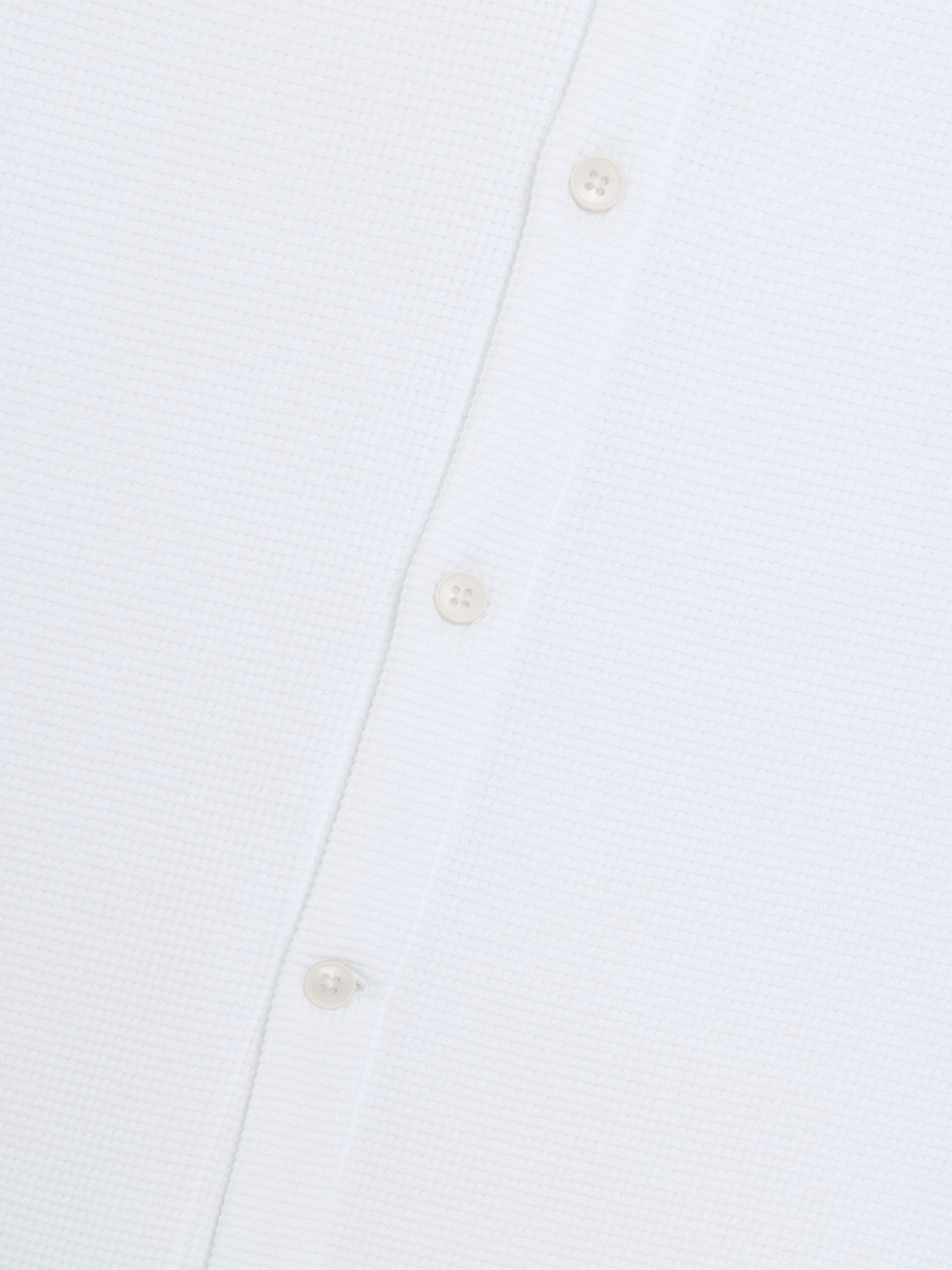 Short Sleeve Textured Button-Through White Shirt