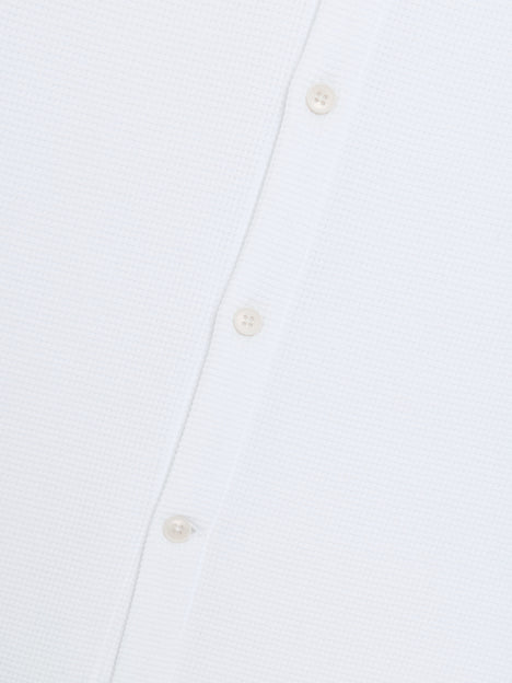 Short Sleeve Textured Button-Through White Shirt
