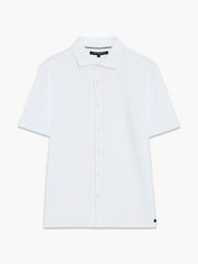 Short Sleeve Textured Button-Through White Shirt