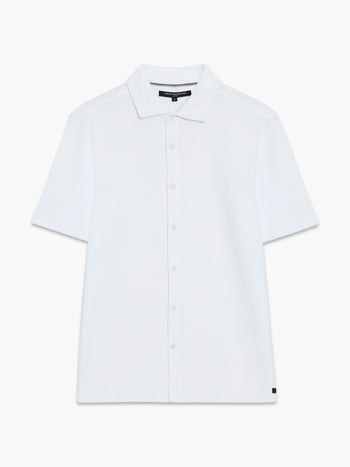Short Sleeve Textured Button-Through White Shirt