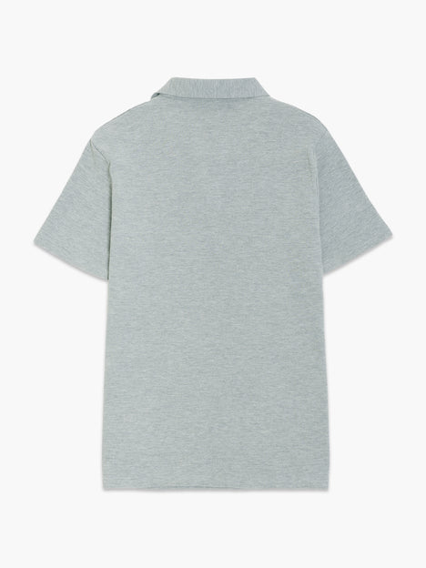 Short Sleeve Ottoman Collar Light Grey T-Shirt