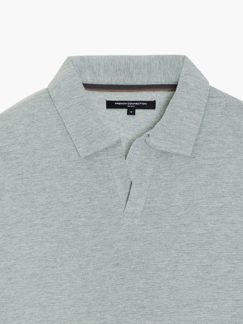 Short Sleeve Ottoman Collar Light Grey T-Shirt