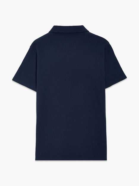 Short Sleeve Ottoman Collar Dark Blue T-Shirt