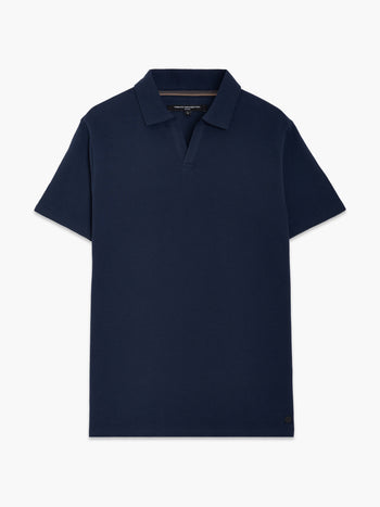Short Sleeve Ottoman Collar Dark Blue T-Shirt