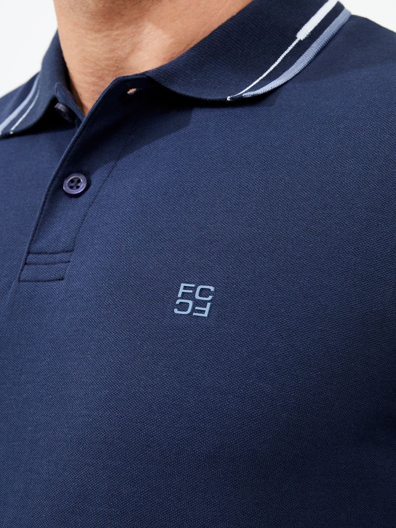 Courtworth Long Sleeve Polo Shirt Blue Nights | French Connection UK