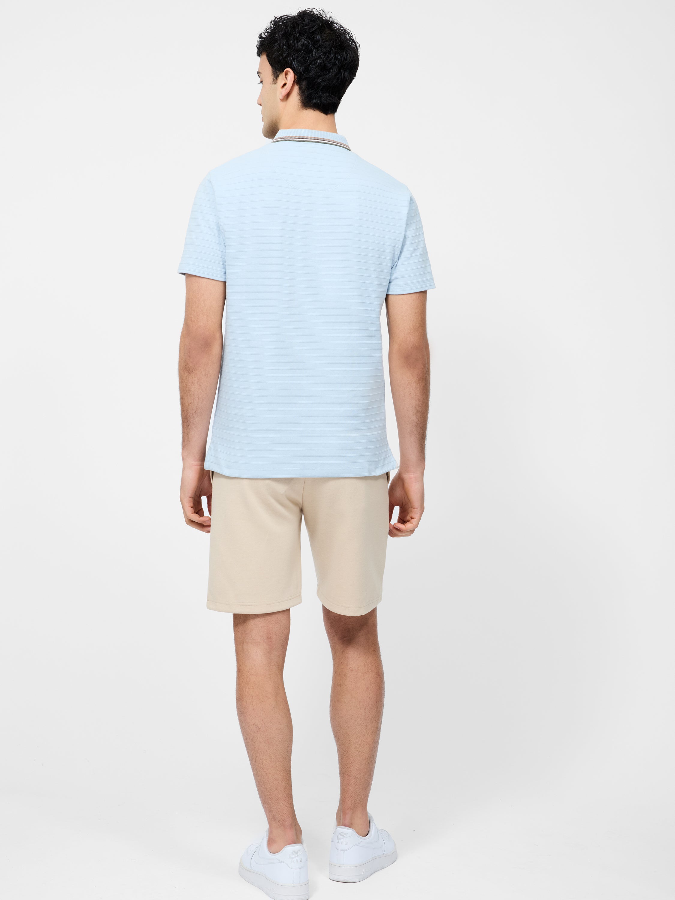 Tipped Collar Zip Polo Shirt