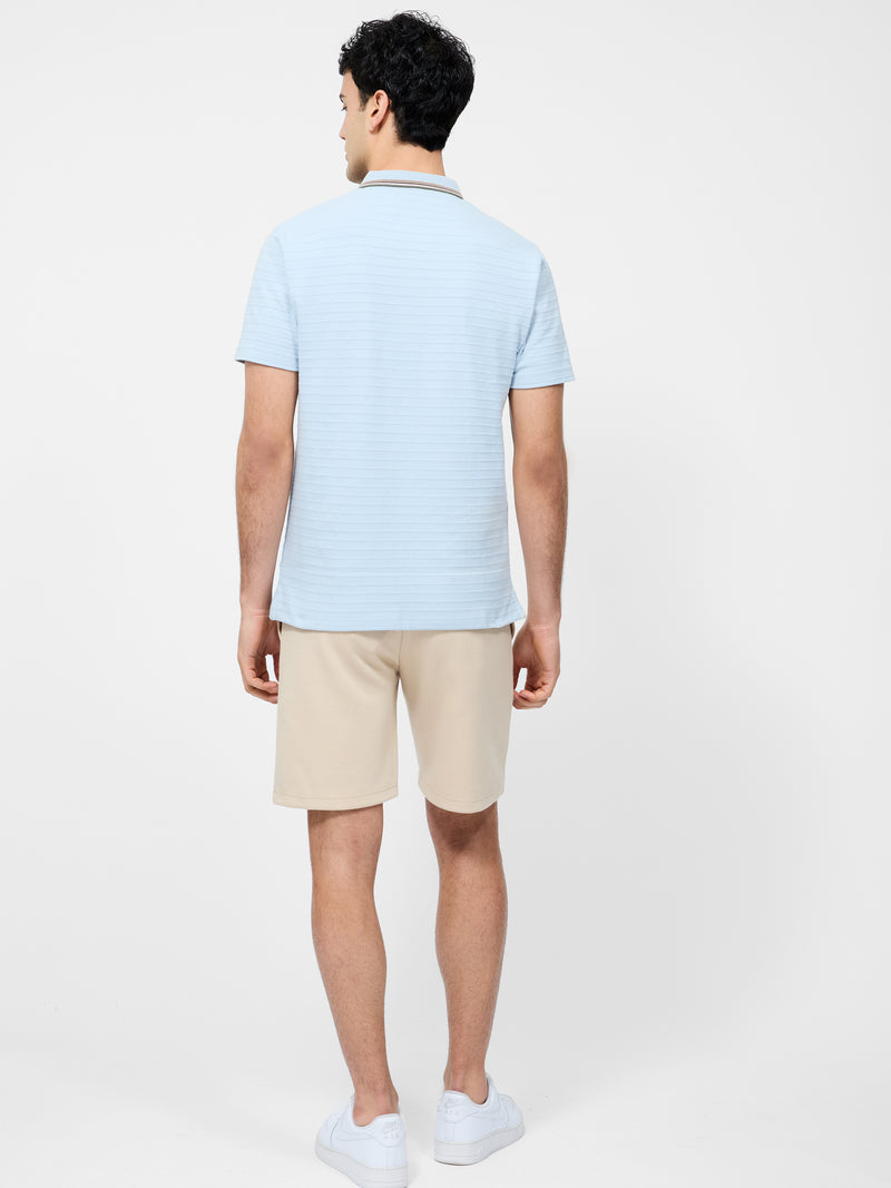 Tipped Collar Zip Polo Shirt