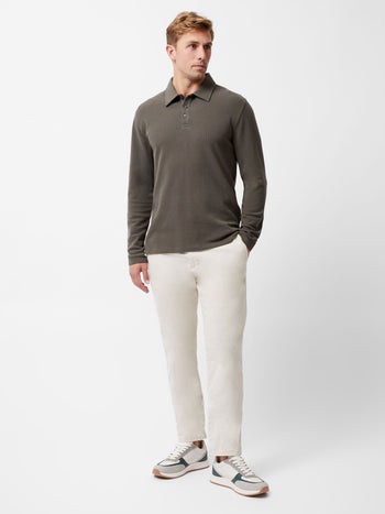 Long Sleeve Buttoned Polo Shirt