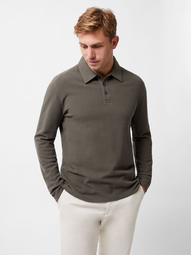 Long Sleeve Buttoned Polo Shirt