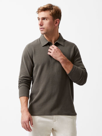 Long Sleeve Buttoned Polo Shirt