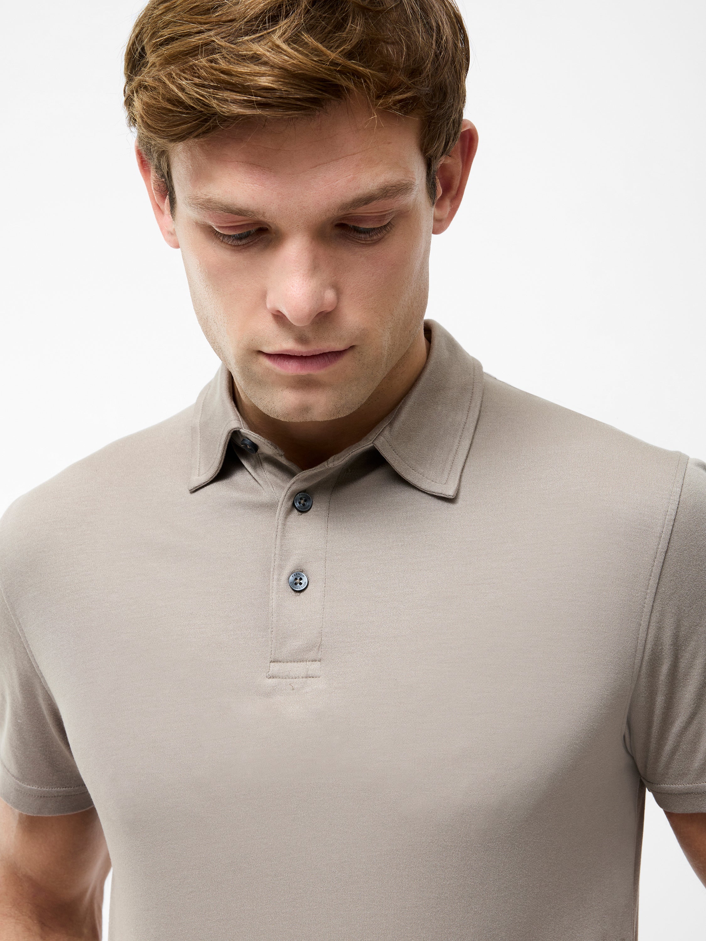 Short Sleeve Interlock Knit Button Polo Shirt