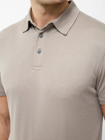 Short Sleeve Interlock Knit Button Polo Shirt